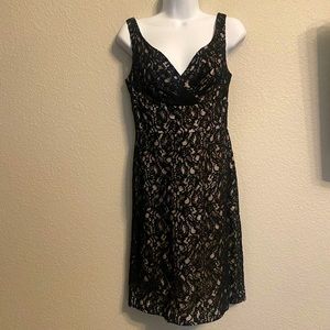 White House Black Market Black/Nude Lace Mini Dress 2